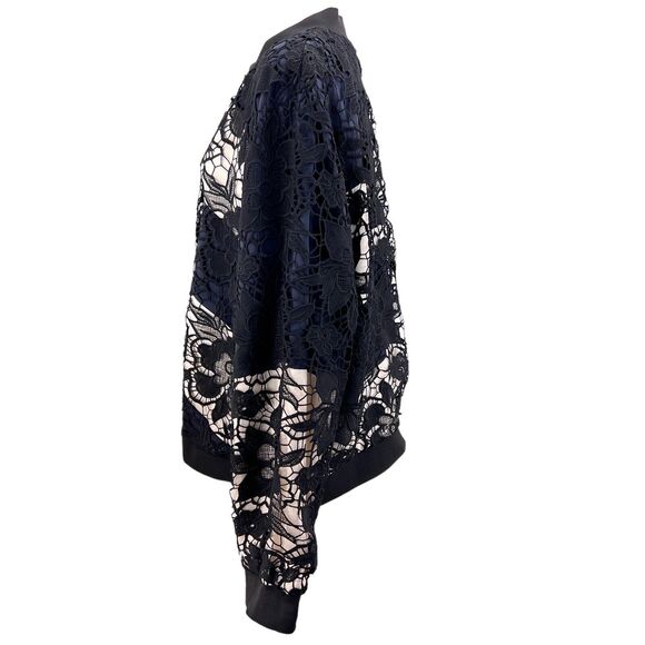 ASOS Curve Women Jacket Contrast Lace Bomber Floral Black Blue Plus Sz 20 EU 52 - Picture 4 of 10